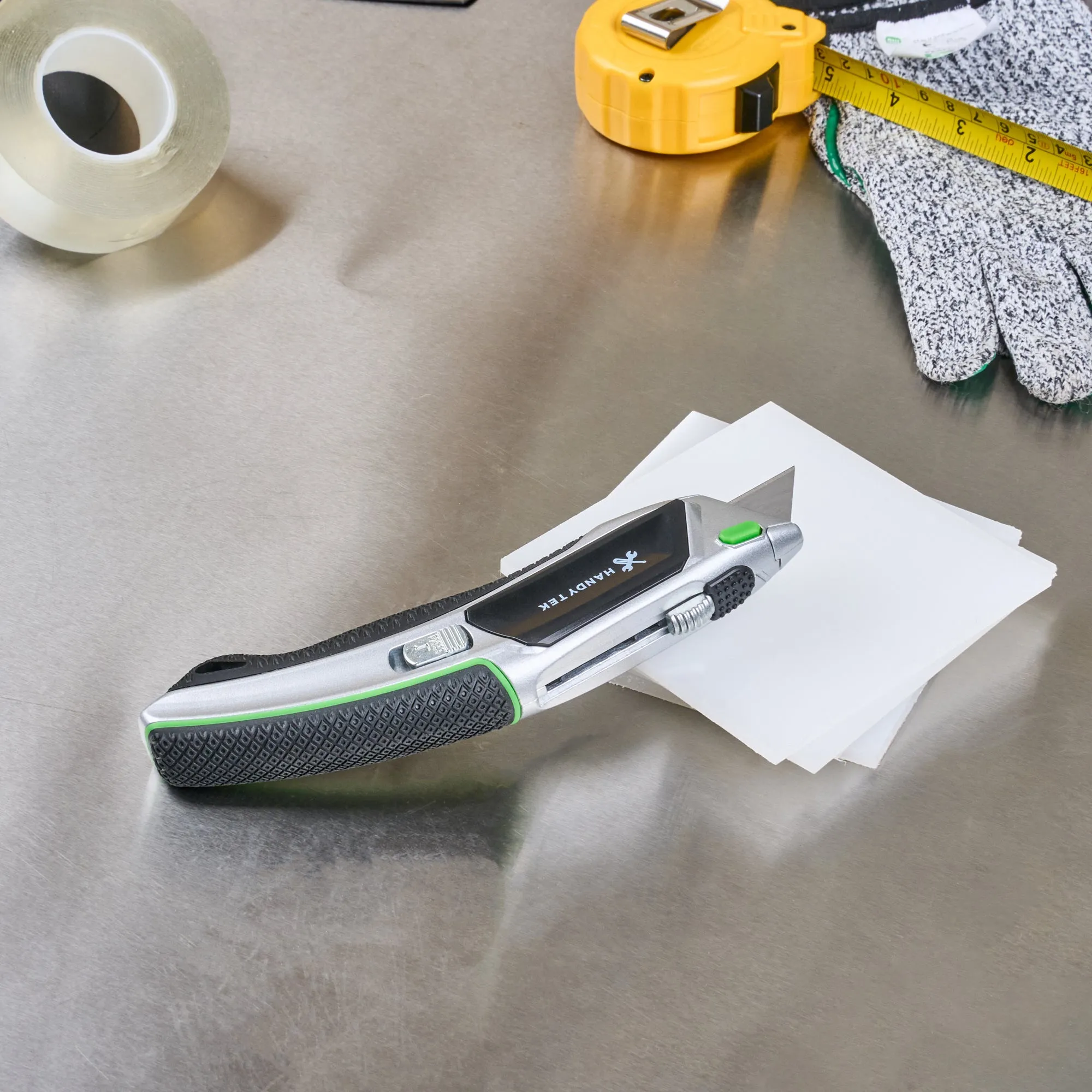 Handy Tek Silver Auto-Loading Utility Knife - Quick Change, Heavy Duty - 7" - 6 count box