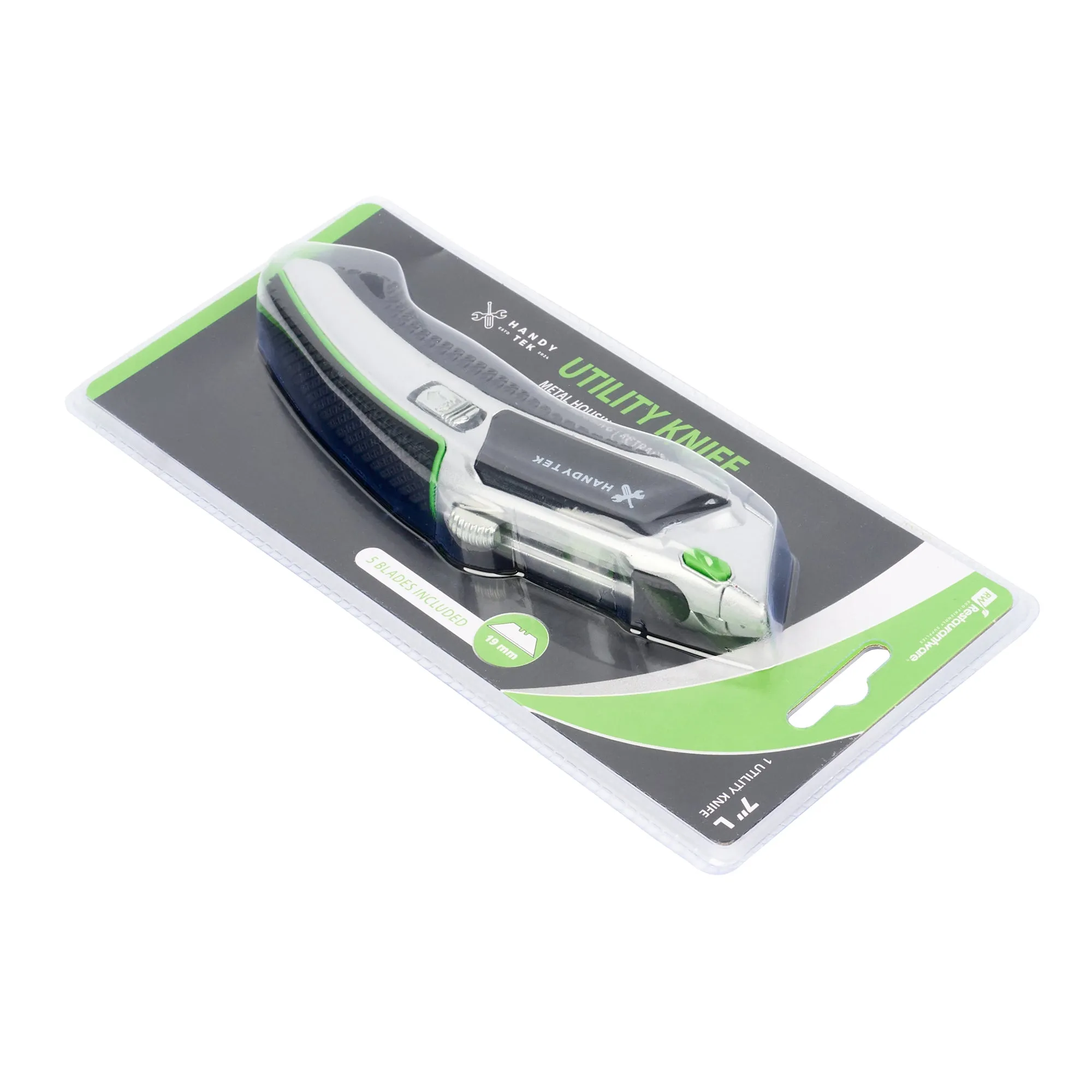 Handy Tek Silver Auto-Loading Utility Knife - Quick Change, Heavy Duty - 7" - 6 count box