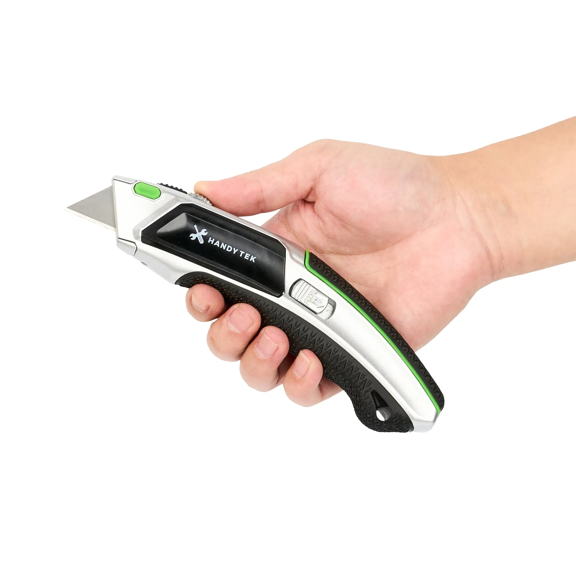 Handy Tek Silver Auto-Loading Utility Knife - Quick Change, Heavy Duty - 7" - 6 count box