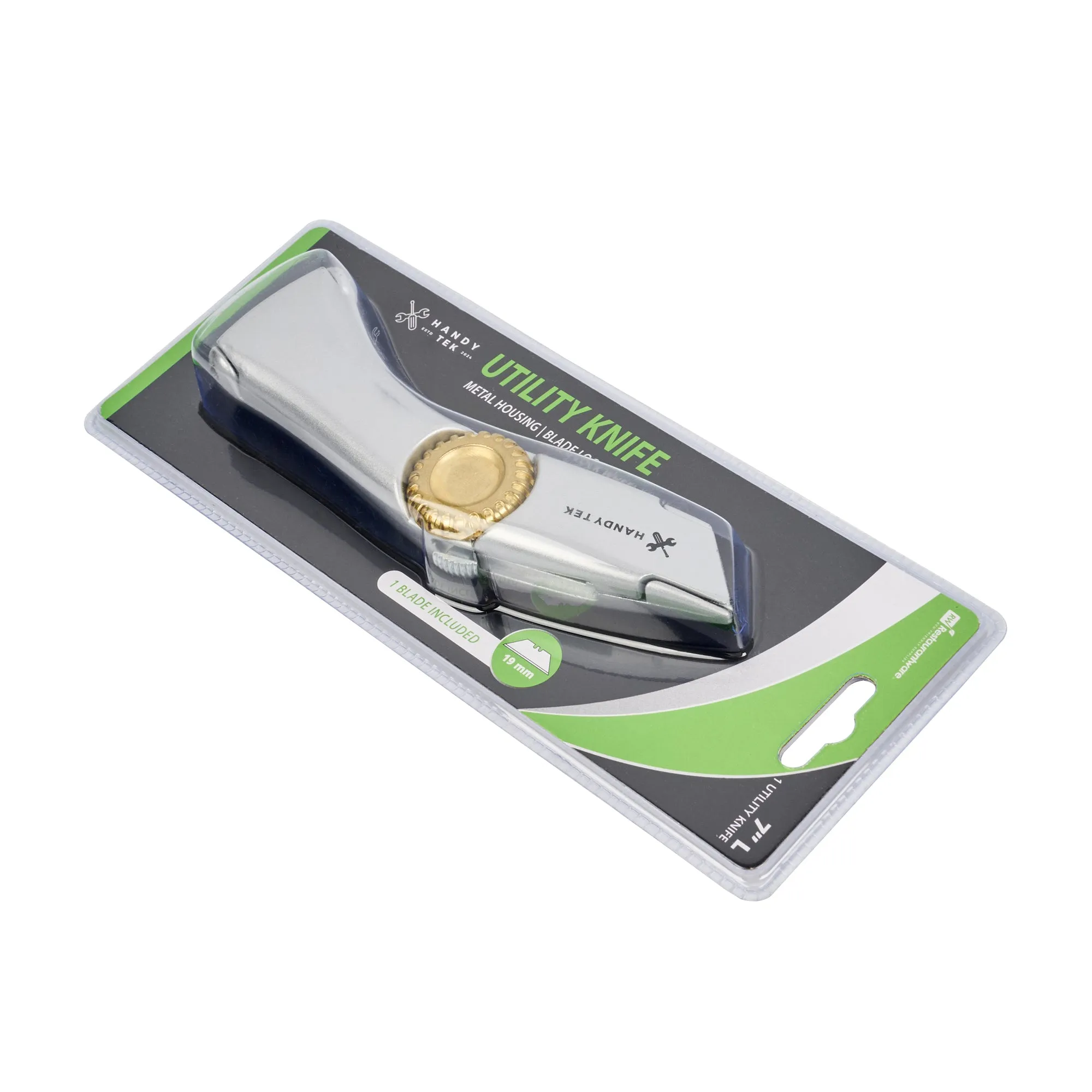 Handy Tek Silver Utility Knife - with Blade Lock Wheel, Quick Change, Heavy Duty - 7" - 6 count box