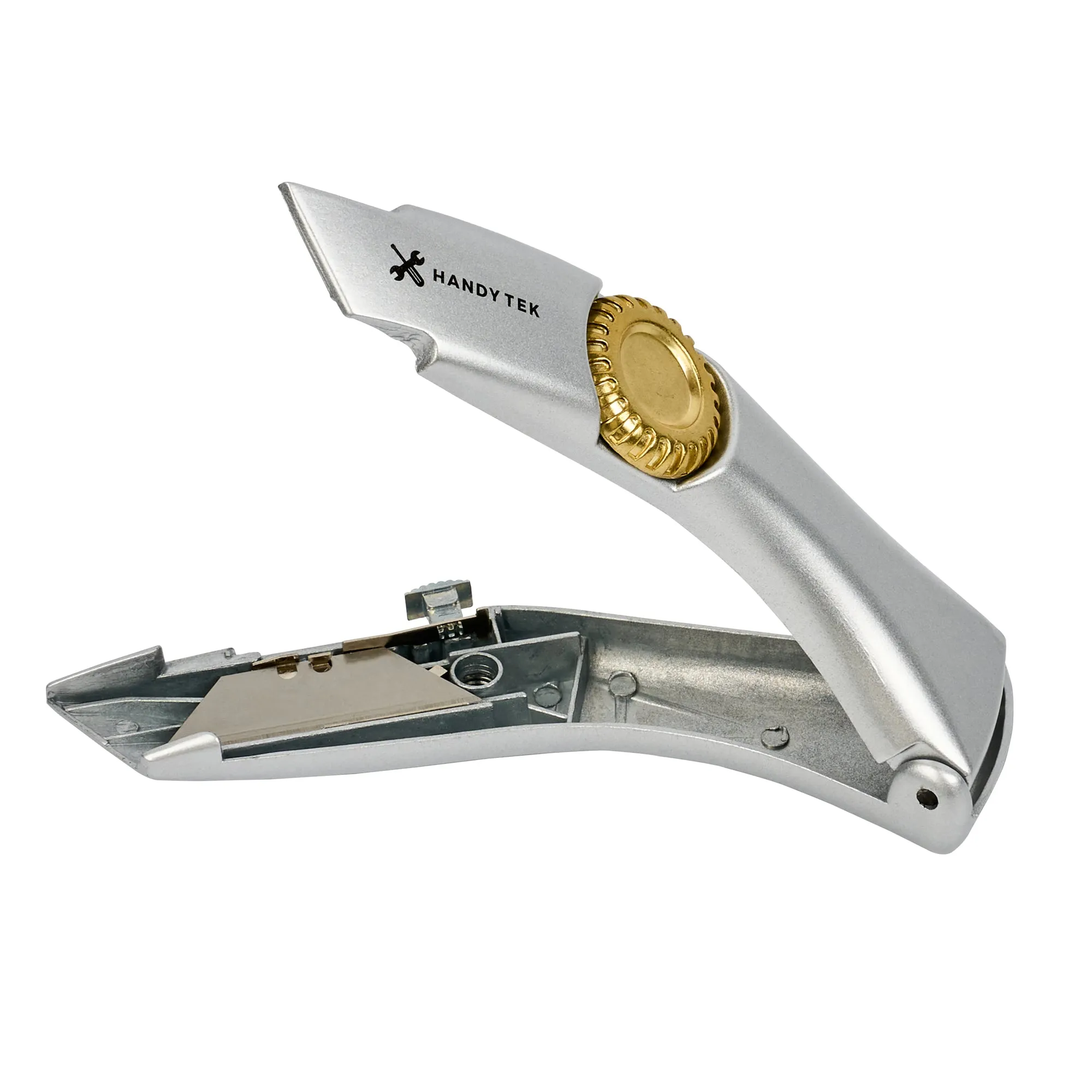 Handy Tek Silver Utility Knife - with Blade Lock Wheel, Quick Change, Heavy Duty - 7" - 6 count box