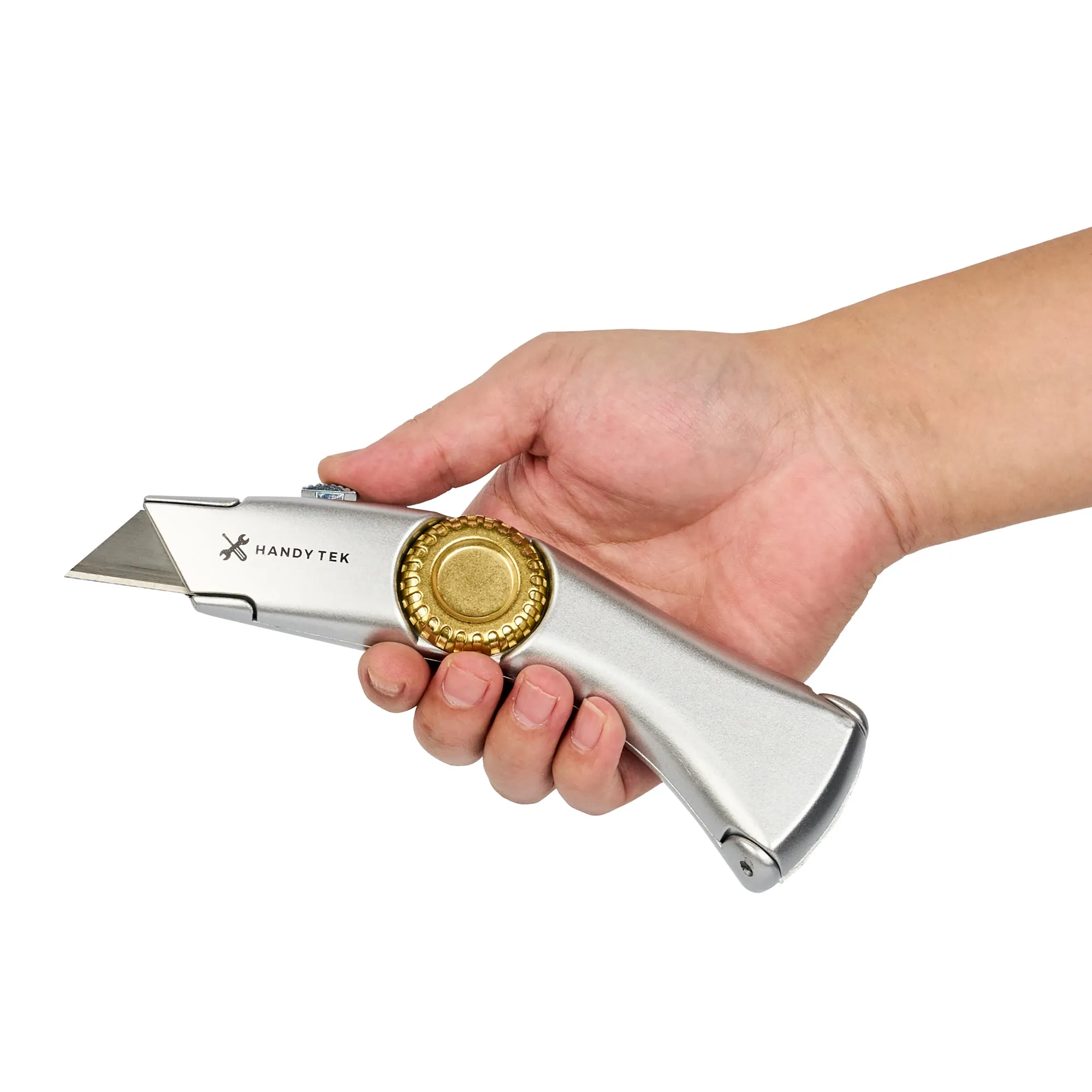 Handy Tek Silver Utility Knife - with Blade Lock Wheel, Quick Change, Heavy Duty - 7" - 6 count box