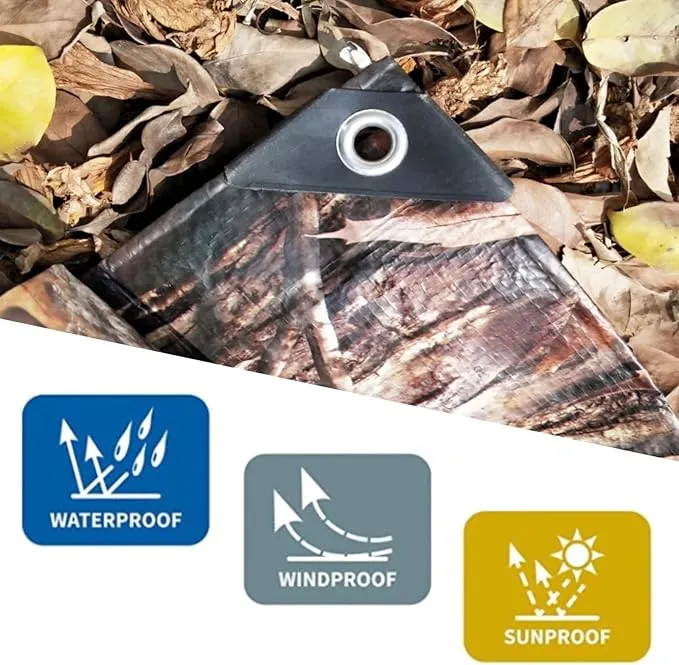 Heavy Duty 10 Mil Tarp Cover Waterproof UV Resistant Tarpaulin Used for Outdoor, Hunting, Camping, Backpacking, Canopy Tent, Ground Tarp, Cover Boat, Motorcycles, Roofs, Wood
