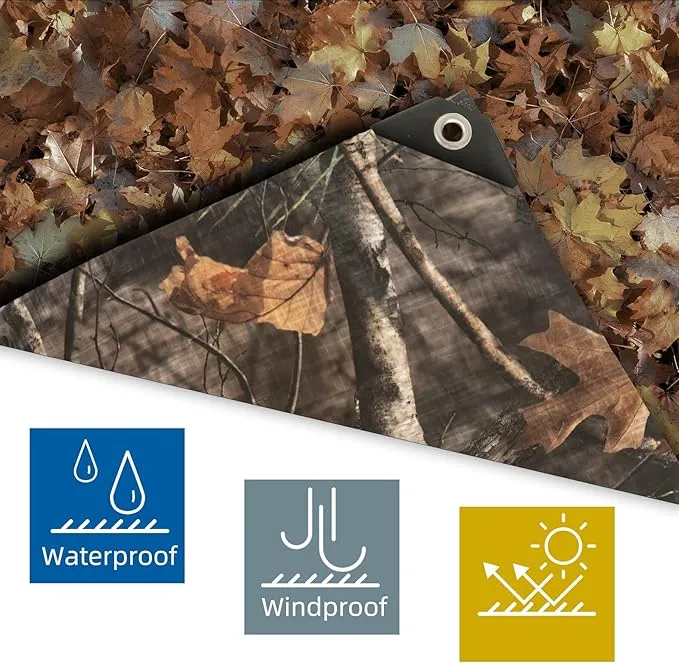 Heavy Duty 11 Mil Tarp Cover Waterproof UV Resistant Tarpaulin Used for Outdoor, Hunting, Camping, Backpacking, Canopy Tent, Ground Tarp, Cover Boat, Motorcycles, Roofs, Wood