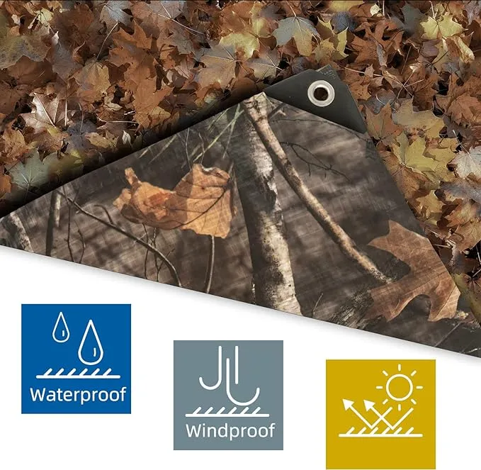 Heavy Duty 11 Mil Tarp Cover Waterproof UV Resistant Tarpaulin Used for Outdoor, Hunting, Camping, Backpacking, Canopy Tent, Ground Tarp, Cover Boat, Motorcycles, Roofs, Wood