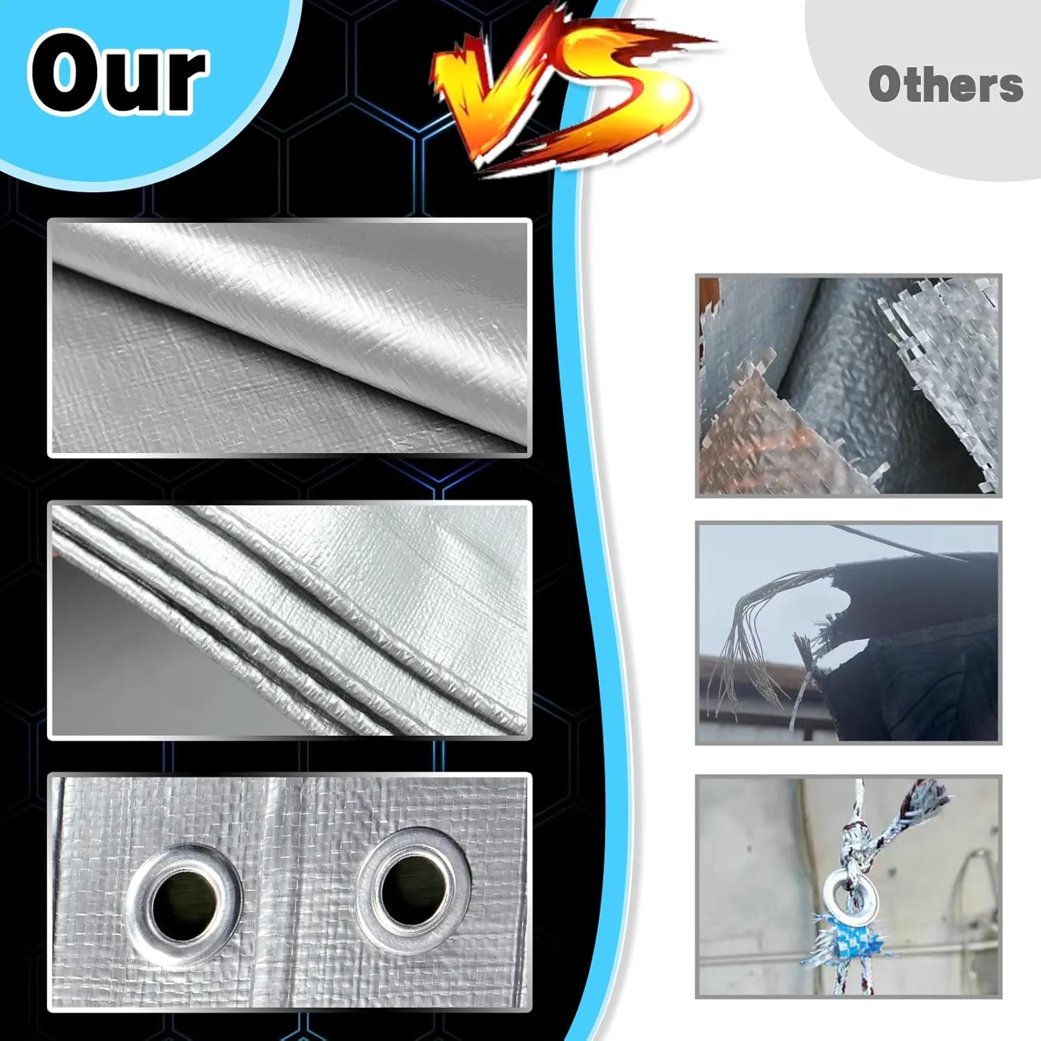 Heavy Duty Tarp 20x30 Feet, 14 Mil Waterproof Poly Tarps Cover UV Resistant, Rip & Tear Proof with Metal Grommets Every 20 Inches Silver Tarp by TA*RP YXCN