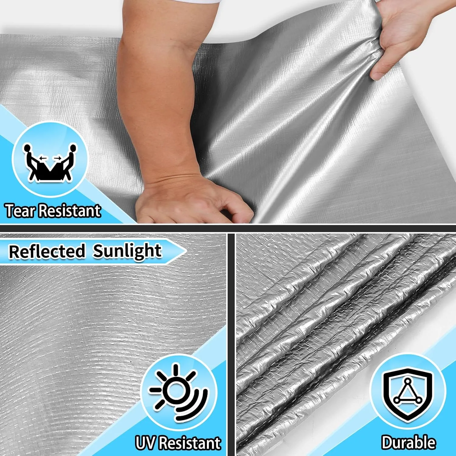 Heavy Duty Tarp 20x30 Feet, 14 Mil Waterproof Poly Tarps Cover UV Resistant, Rip & Tear Proof with Metal Grommets Every 20 Inches Silver Tarp by TA*RP YXCN