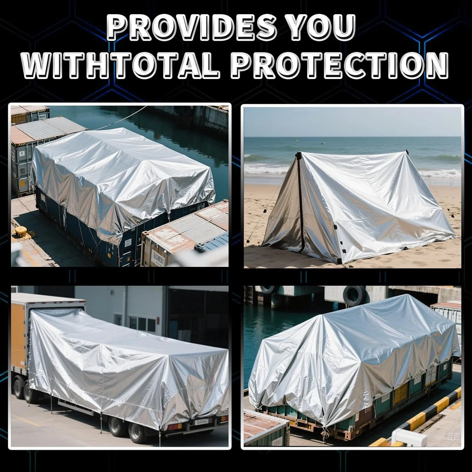 Heavy Duty Tarp 20x30 Feet, 14 Mil Waterproof Poly Tarps Cover UV Resistant, Rip & Tear Proof with Metal Grommets Every 20 Inches Silver Tarp by TA*RP YXCN