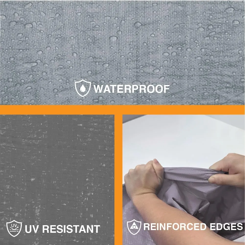 Heavy Silver/Black Tarp - 25ft x 45ft - 10 MIL Multipurpose UV Resistant, Waterproof Protective Tarp Cover with Metal Grommets and Reinforced Edges - for Roof, Camping, Patio, Pool, Boat, Car