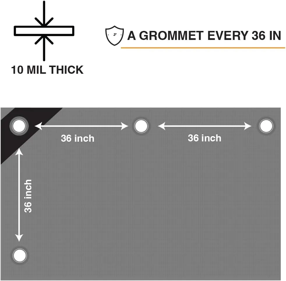 Heavy Silver/Black Tarp - 25ft x 45ft - 10 MIL Multipurpose UV Resistant, Waterproof Protective Tarp Cover with Metal Grommets and Reinforced Edges - for Roof, Camping, Patio, Pool, Boat, Car