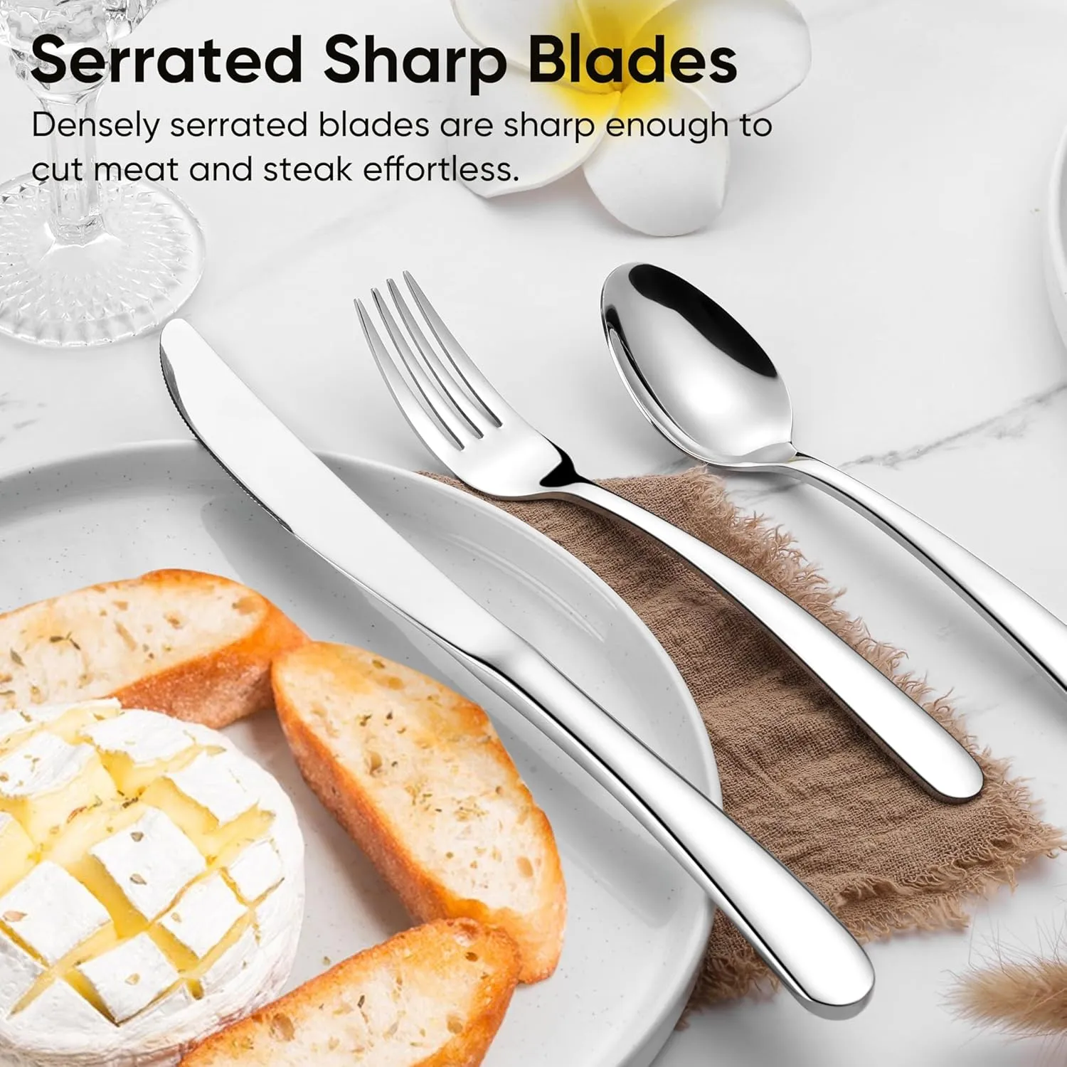 Herogo Heavy Duty Stainless Steel Silverware Set, 30-Piece Fancy Flatware Cutlery Set for 6, Modern Tableware for Home Restaurant Wedding, Heavy Eating Utensils, Mirror Polished, Dishwasher Safe
