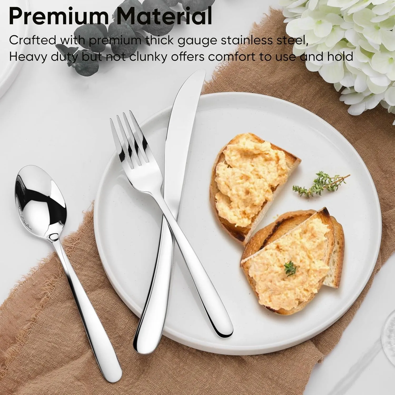 Herogo Heavy Duty Stainless Steel Silverware Set, 30-Piece Fancy Flatware Cutlery Set for 6, Modern Tableware for Home Restaurant Wedding, Heavy Eating Utensils, Mirror Polished, Dishwasher Safe