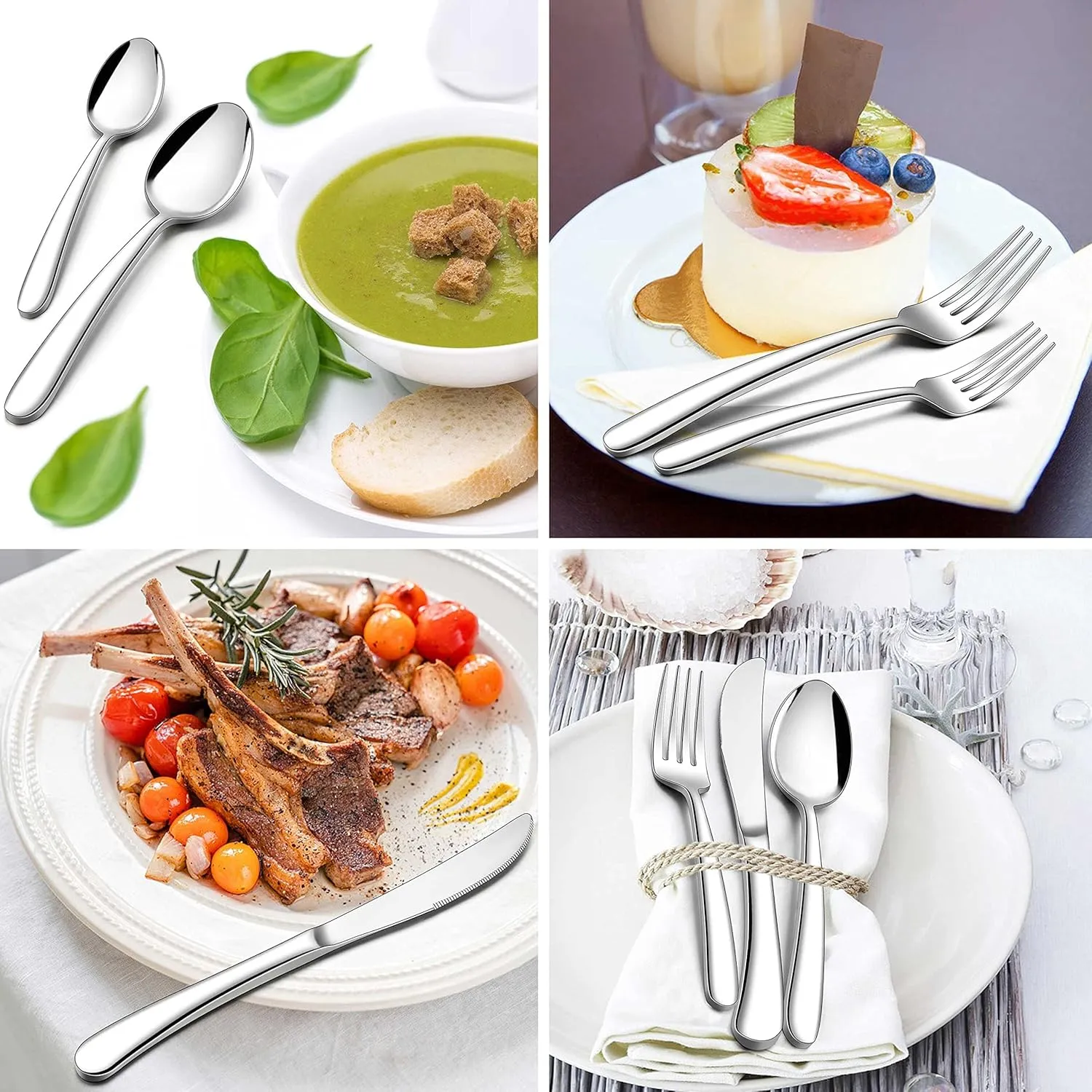 Herogo Heavy Duty Stainless Steel Silverware Set, 30-Piece Fancy Flatware Cutlery Set for 6, Modern Tableware for Home Restaurant Wedding, Heavy Eating Utensils, Mirror Polished, Dishwasher Safe