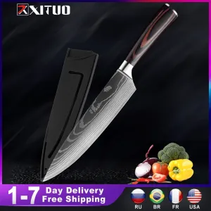 High quality Kitchen Knife Damascus Laser Pattern Utility Chef Knife Filleting Best Kitchen Tool