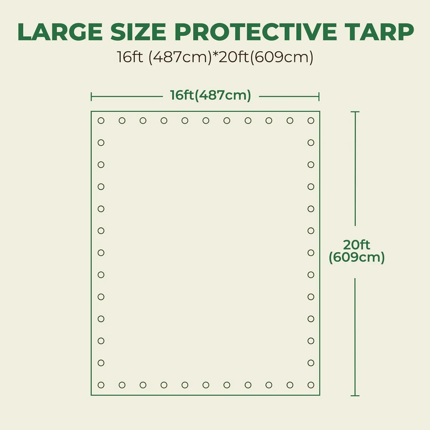 HIRALIY 14 Mil Tarp Waterproof 16x20 Feet, Extra Thick Heavy Duty Tarp with Reinforced Grommets for Firewood, Roof, Camping, Patio, Pool, Boat, Dump Trailer