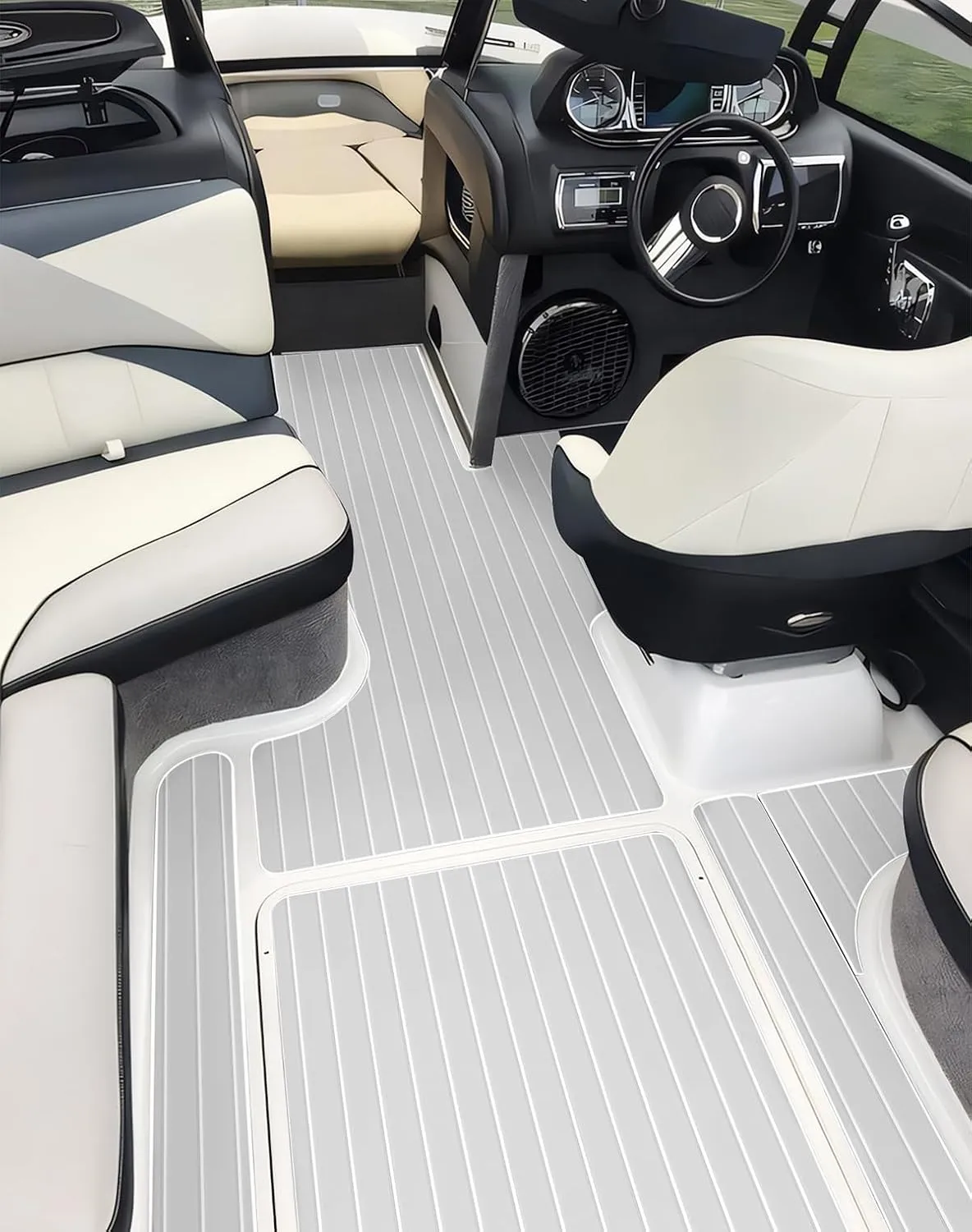 Hjdeck Boat Flooring EVA Foam Boat Decking with 3M Self-Adhesive Backing, Boat Foam Flooring Marine Carpet Faux Teak Sheet for Yacht Fishing Boat Kayak Motorboat RV Floor Helm Pad