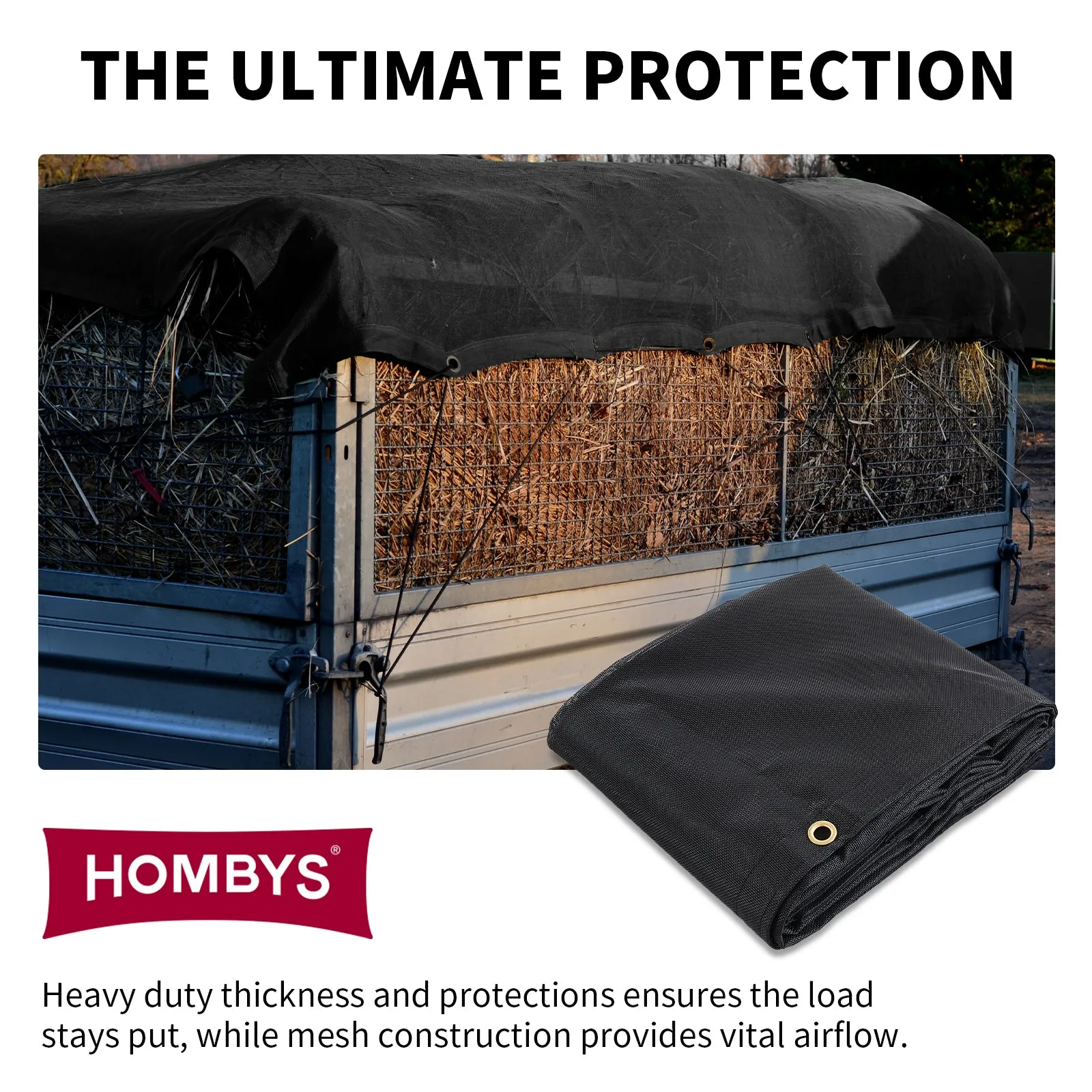 HOMBYS Black 7x16 ft Dump Trailer Truck Mesh Tarp with Grommets,Heavy Duty Mesh Tarp, Opening Shade Trailer Tarp for Truck Bed Cover
