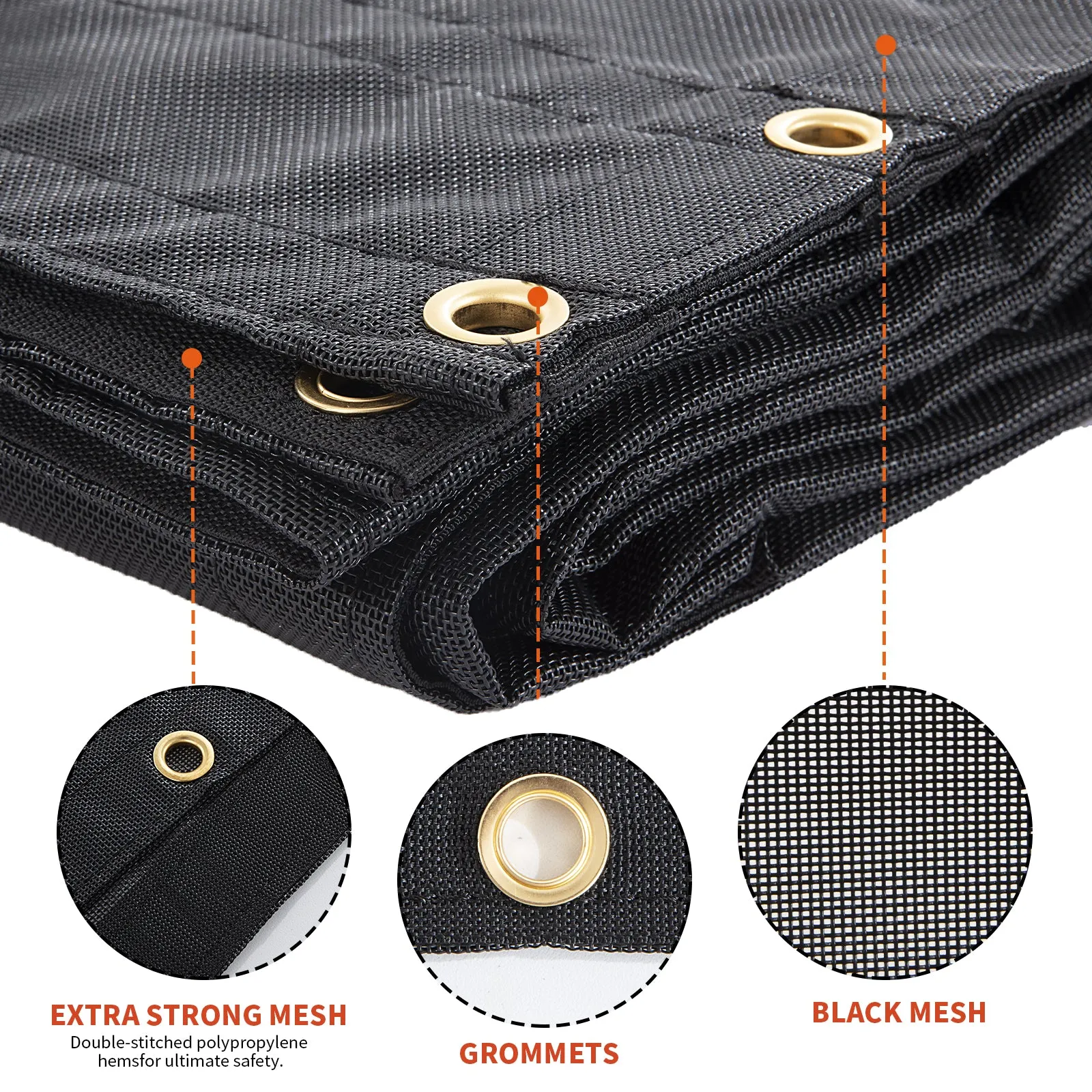 HOMBYS Black 7x16 ft Dump Trailer Truck Mesh Tarp with Grommets,Heavy Duty Mesh Tarp, Opening Shade Trailer Tarp for Truck Bed Cover