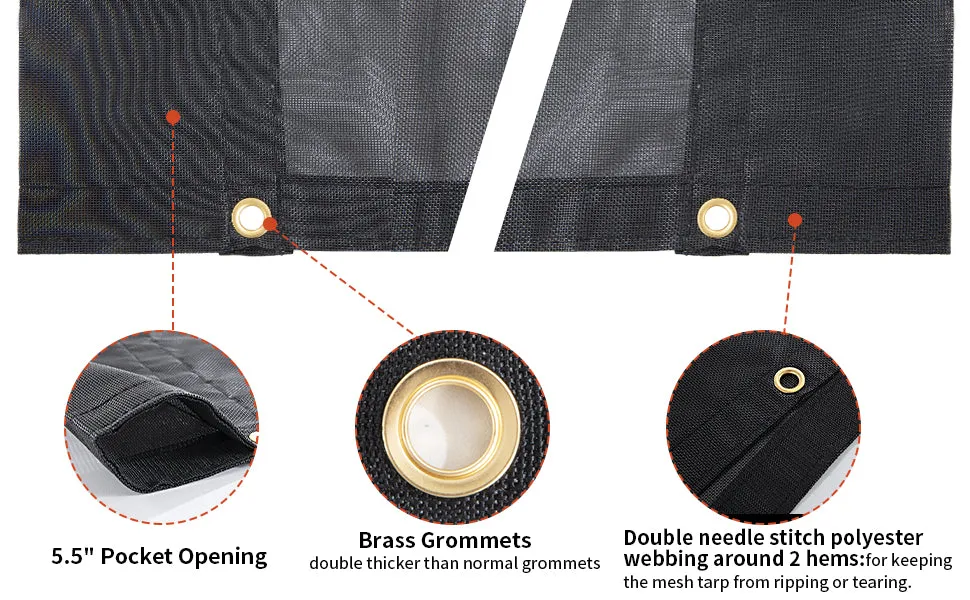 HOMBYS Black 7x16 ft Dump Trailer Truck Mesh Tarp with Grommets,Heavy Duty Mesh Tarp, Opening Shade Trailer Tarp for Truck Bed Cover