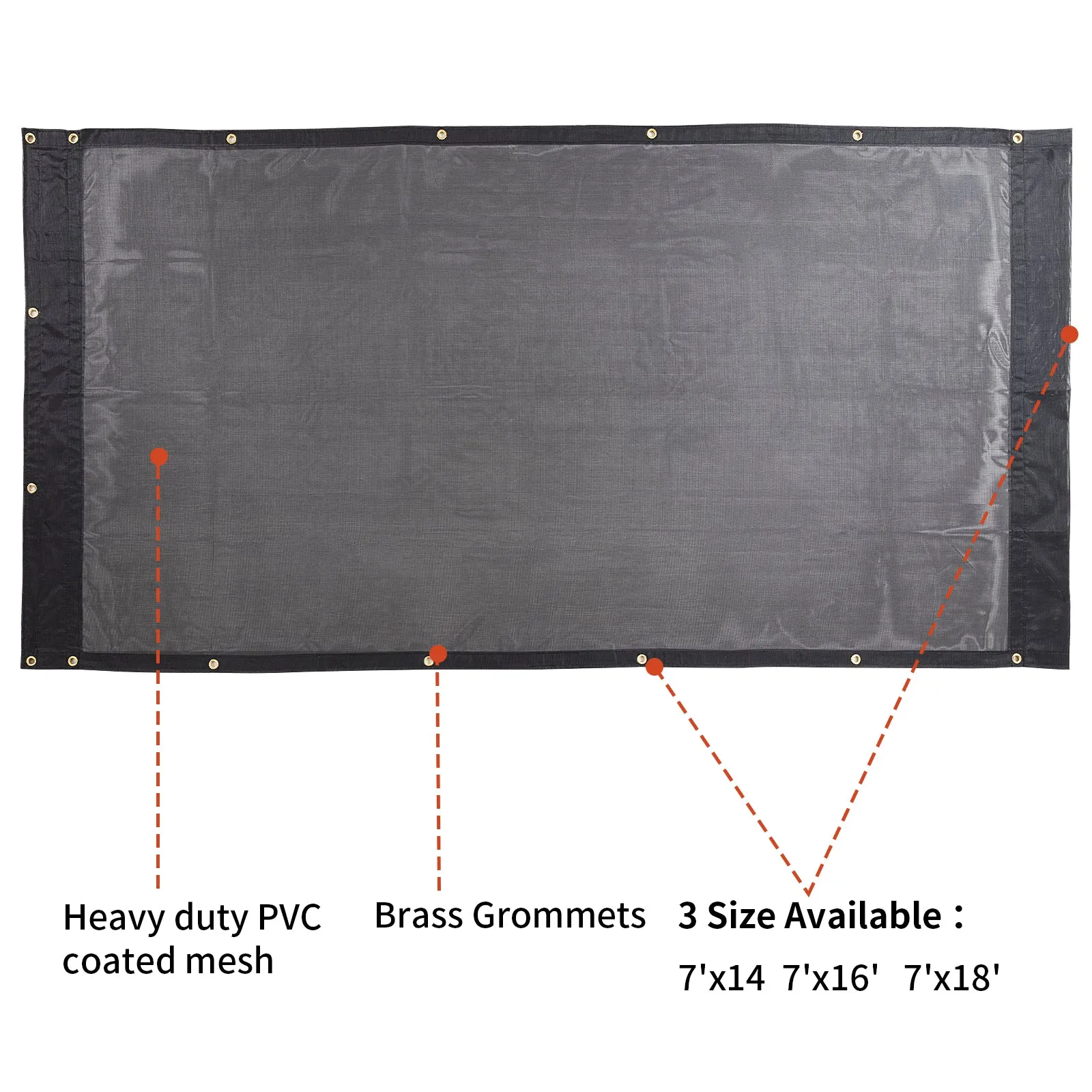 HOMBYS Black 7x16 ft Dump Trailer Truck Mesh Tarp with Grommets,Heavy Duty Mesh Tarp, Opening Shade Trailer Tarp for Truck Bed Cover