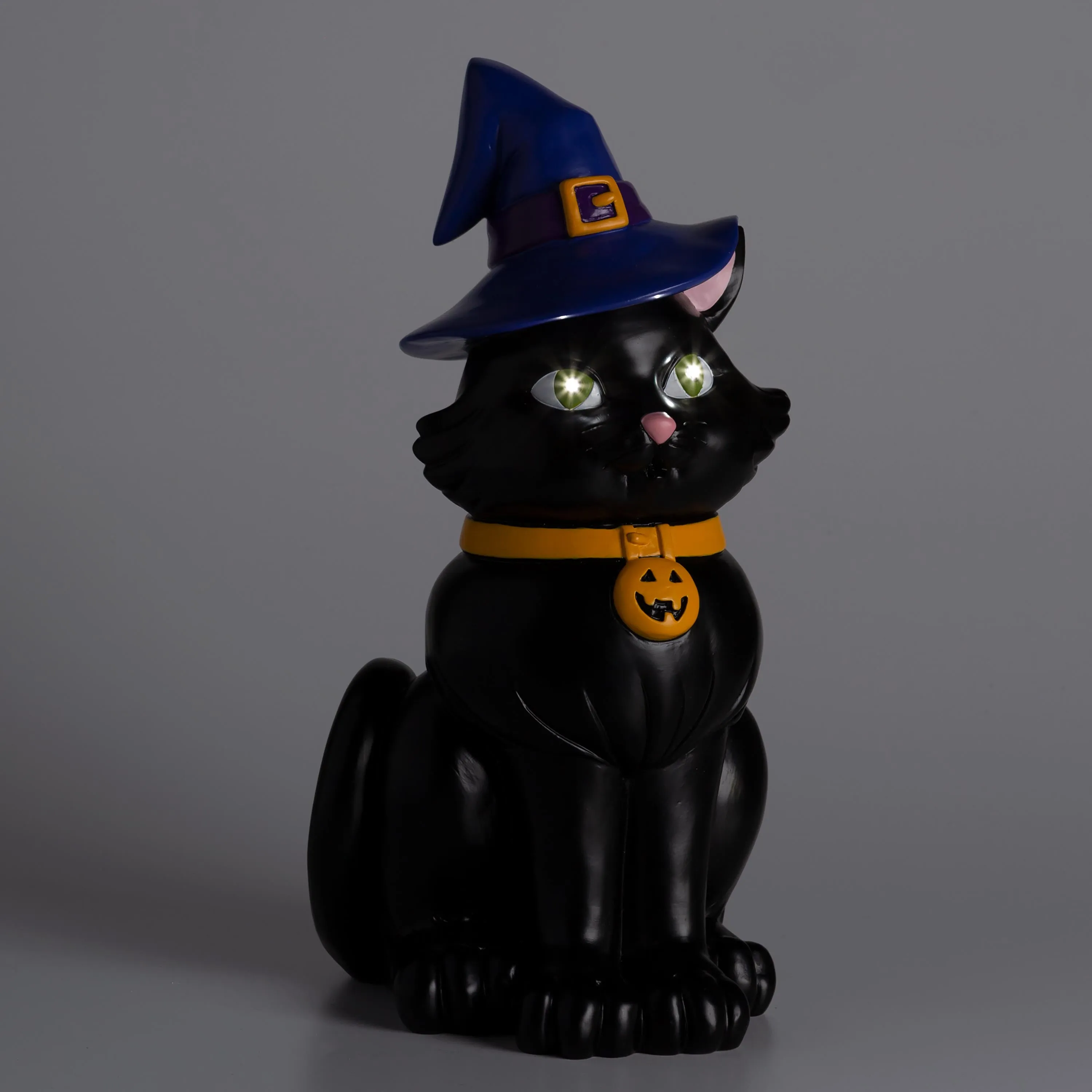 Indoor/Outdoor Lighted Black Cat Shorty Halloween Statue