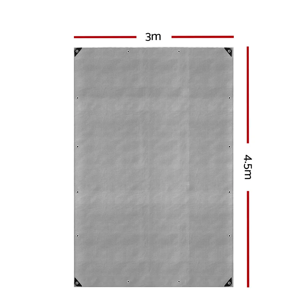 Instahut 3x4.5m Tarp Camping Tarps Poly Tarpaulin Heavy Duty Cover 180gsm Silver