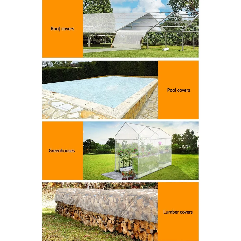 Instahut Tarp Tarpaulin 9x12m Canvas Heavy Duty Camping Cover Clear-REMOTE