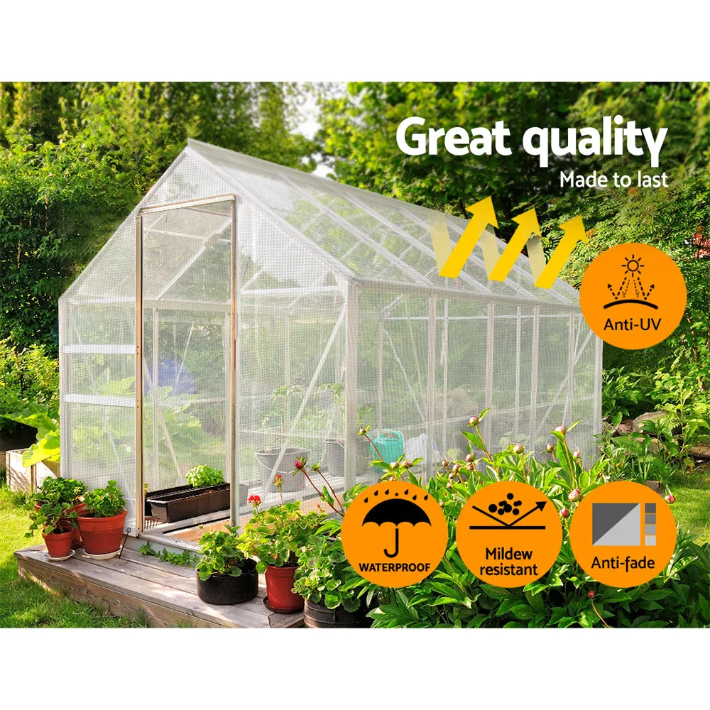 Instahut Tarp Tarpaulin 9x12m Canvas Heavy Duty Camping Cover Clear-REMOTE