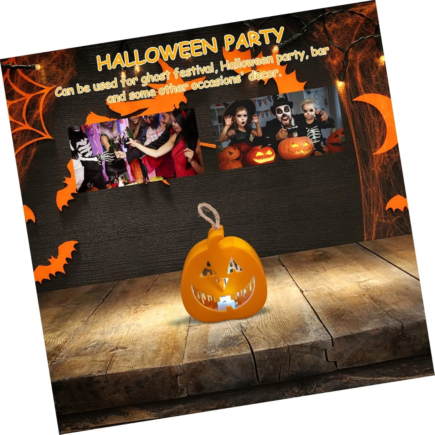 Jagmag® Pack of 2 Halloween Decorations Halloween Pumpkin Lamp LED Glow in The Dark Pumpkin 3D Jack-O-Lantern Pumpkin Lights Lighted Halloween Pumpkin Figurine for Halloween Thanksgiving Decor