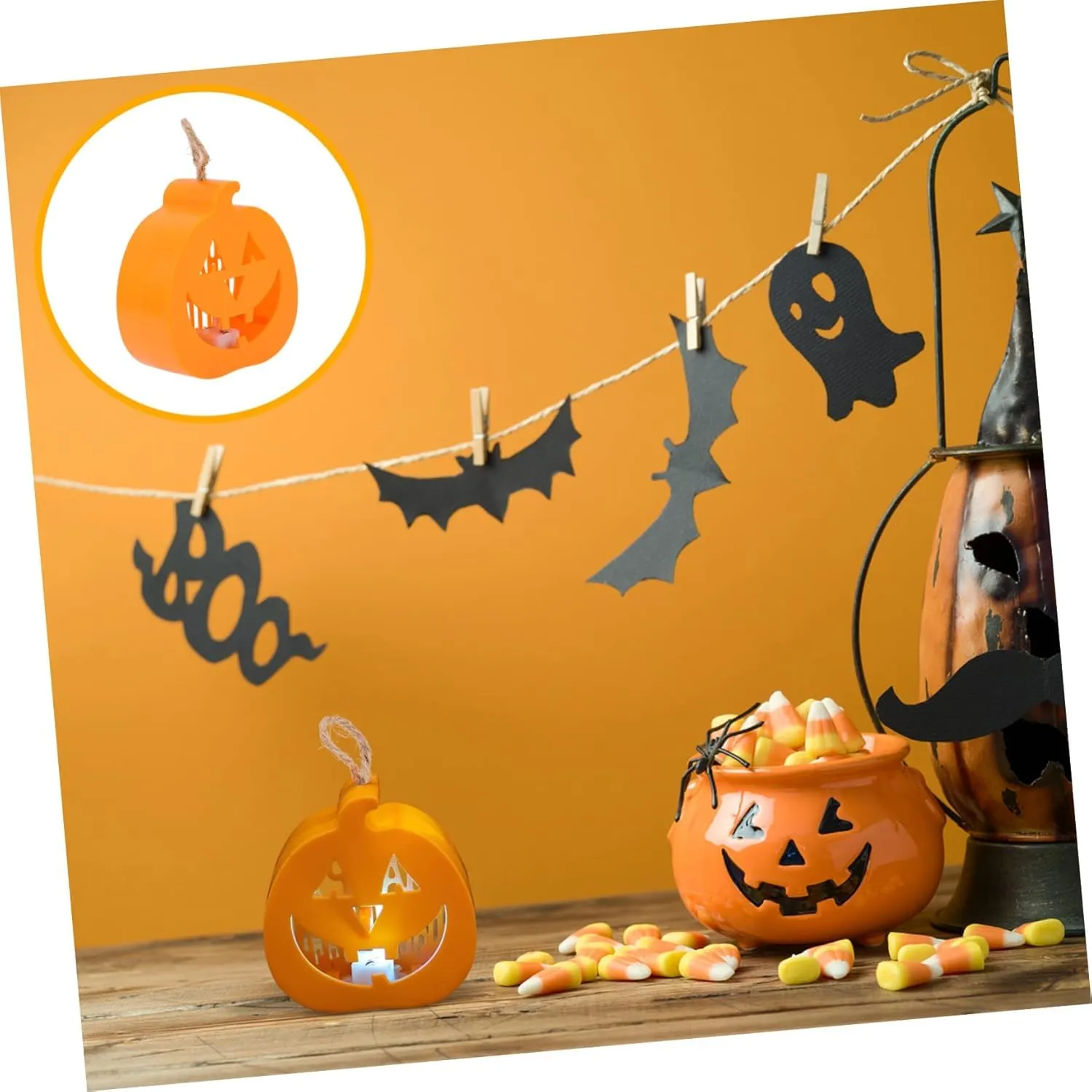 Jagmag® Pack of 2 Halloween Decorations Halloween Pumpkin Lamp LED Glow in The Dark Pumpkin 3D Jack-O-Lantern Pumpkin Lights Lighted Halloween Pumpkin Figurine for Halloween Thanksgiving Decor