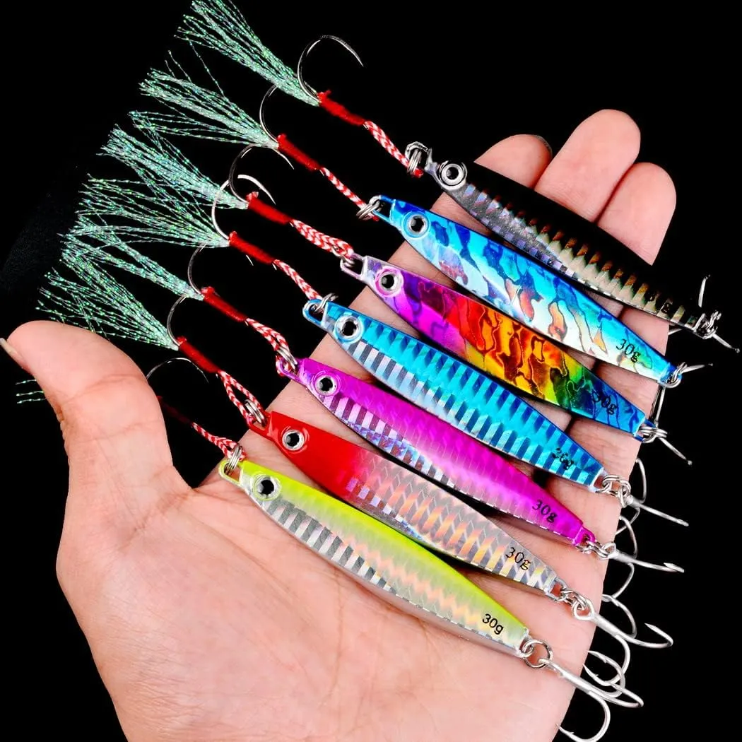 Jigging Lure Lead Fish Metal Jig Fishing Lure Paillette Knife Artificial Hard Bait Laser Body