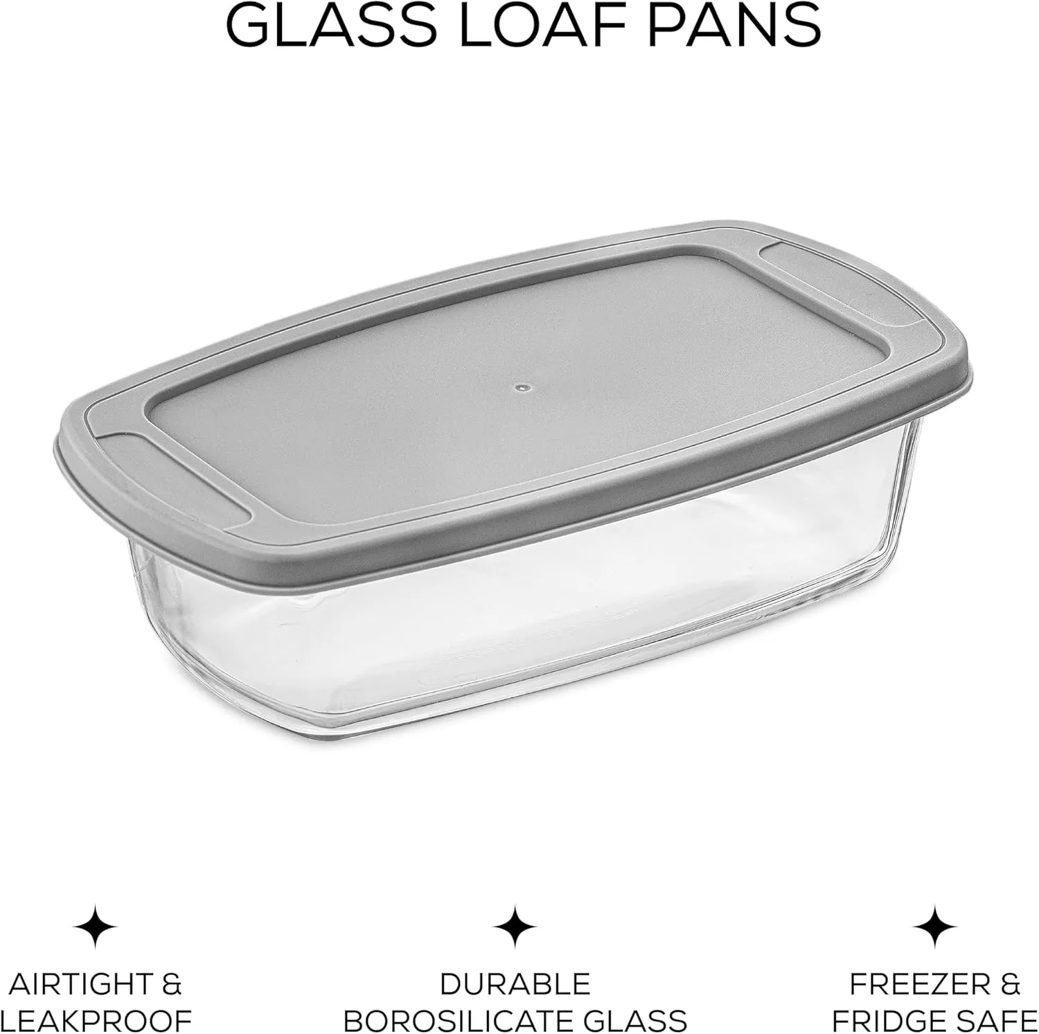 JoyJolt Glass Loaf Pan Set with Lid, Rectangular, 1.9 Quart, Deep, Meatloaf & Banana Bread Loaf Pans