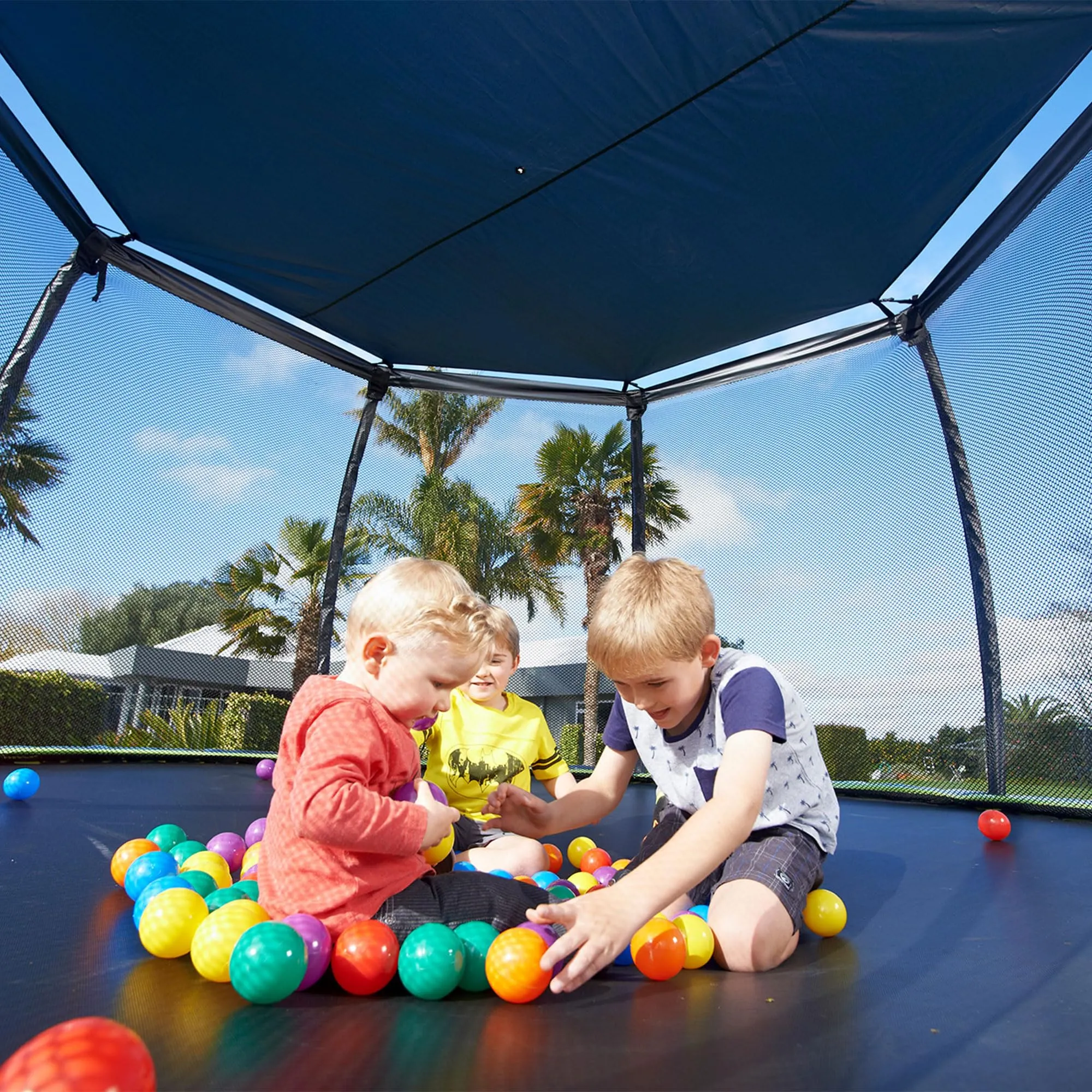 JumpFlex SMARTSHADE Soft Outdoor Trampoline Shade Canopy Cover for Sun Protection, Compatible with Hero 14' Model ONLY, Trampoline NOT Included, Black