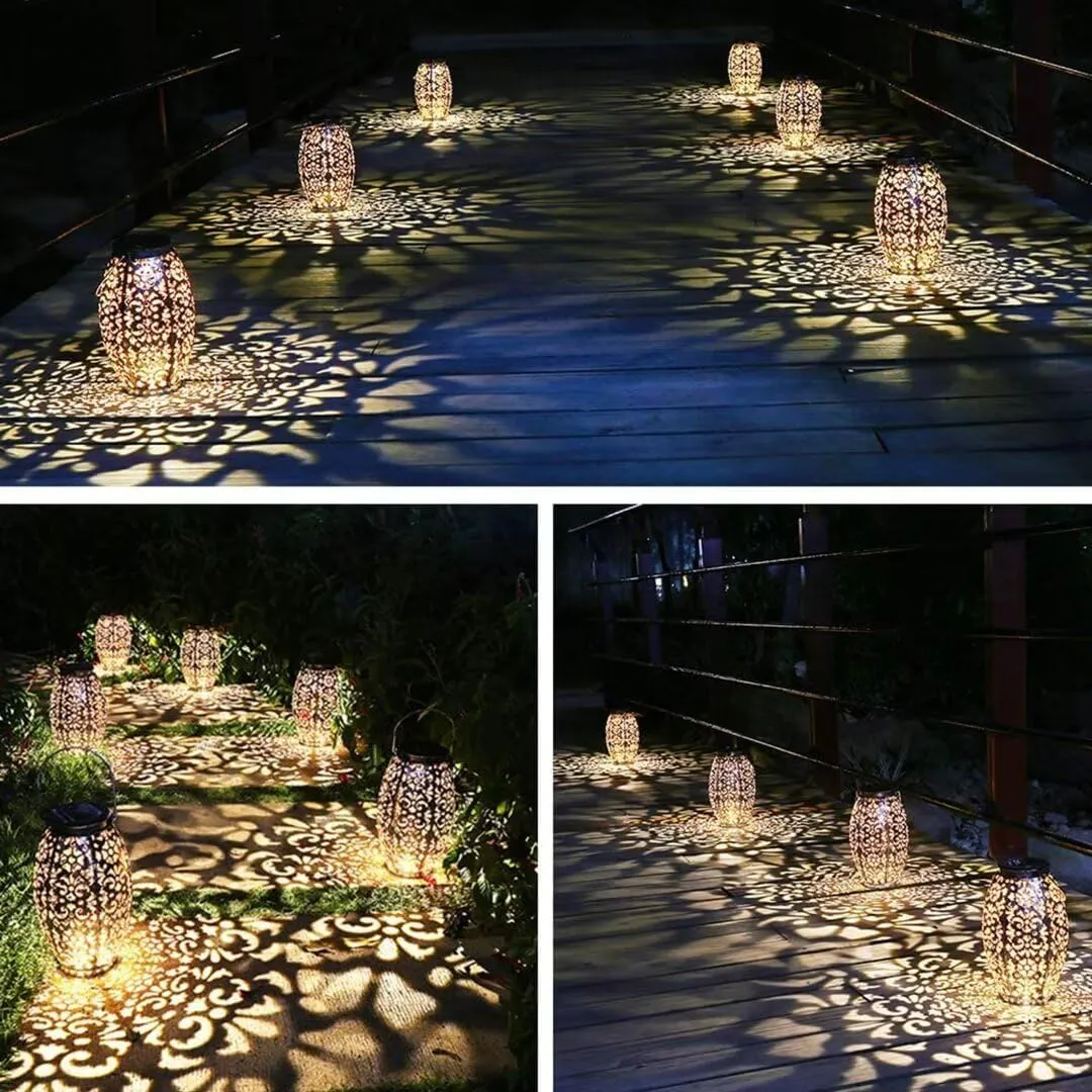 Kaixoxin 2 Pack Solar Lantern Lights for Hanging or Table Outdoor Solar Light for Patio Courtyard Garden (Silver-2pack)