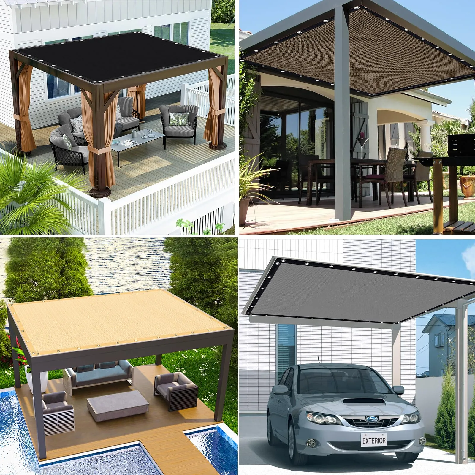 KANAGAWA 90% Sun Shade Cloth 10'X 10' Outdoor Pergola Shade Cover Canopy with Grommets UV Block Privacy Screen for Patio, Backyards, Outdoor, Carport, Garden, Mocha