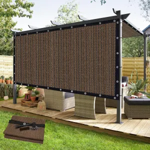 KANAGAWA 90% Sun Shade Cloth 10'X 10' Outdoor Pergola Shade Cover Canopy with Grommets UV Block Privacy Screen for Patio, Backyards, Outdoor, Carport, Garden, Mocha