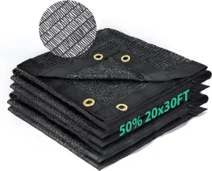 Kesfitt Garden 50% Shade Cloth, Resistant Sun Shade Net 20x30FT Mesh Tarp with HDPE Material and Reinforced Grommets Shade Trap for Greenhouse, Plant, Pergola, Backyard Patio Sunshade