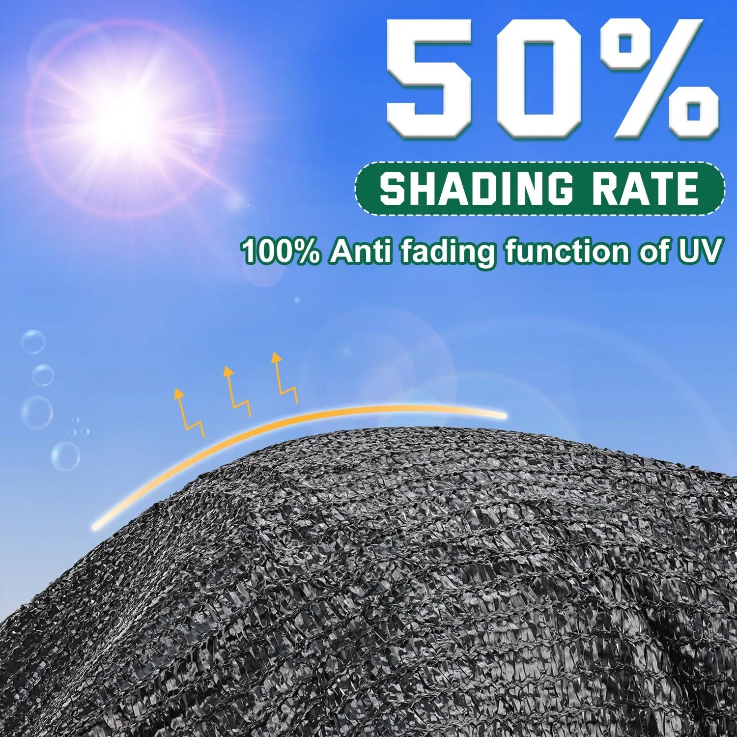 Kesfitt Garden 50% Shade Cloth, Resistant Sun Shade Net 20x30FT Mesh Tarp with HDPE Material and Reinforced Grommets Shade Trap for Greenhouse, Plant, Pergola, Backyard Patio Sunshade