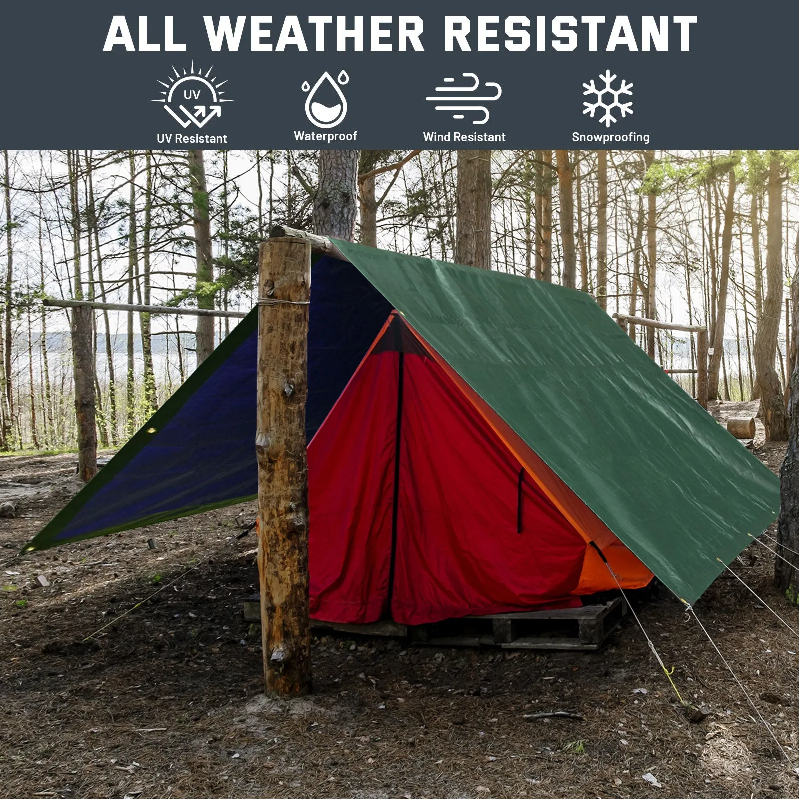 Kesfitt Tarp Heavy Duty Waterproof 10x20FT,16 Mil Thick Tarps (Green/Blue)