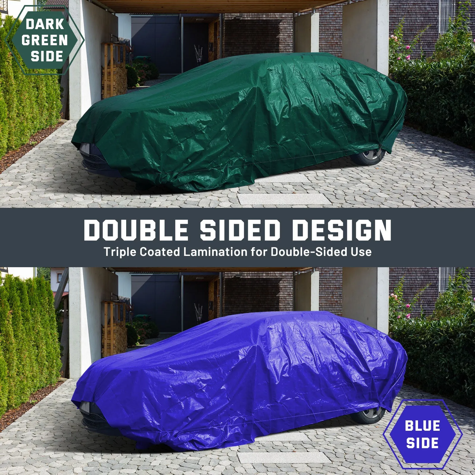 Kesfitt Tarp Heavy Duty Waterproof 10x20FT,16 Mil Thick Tarps (Green/Blue)