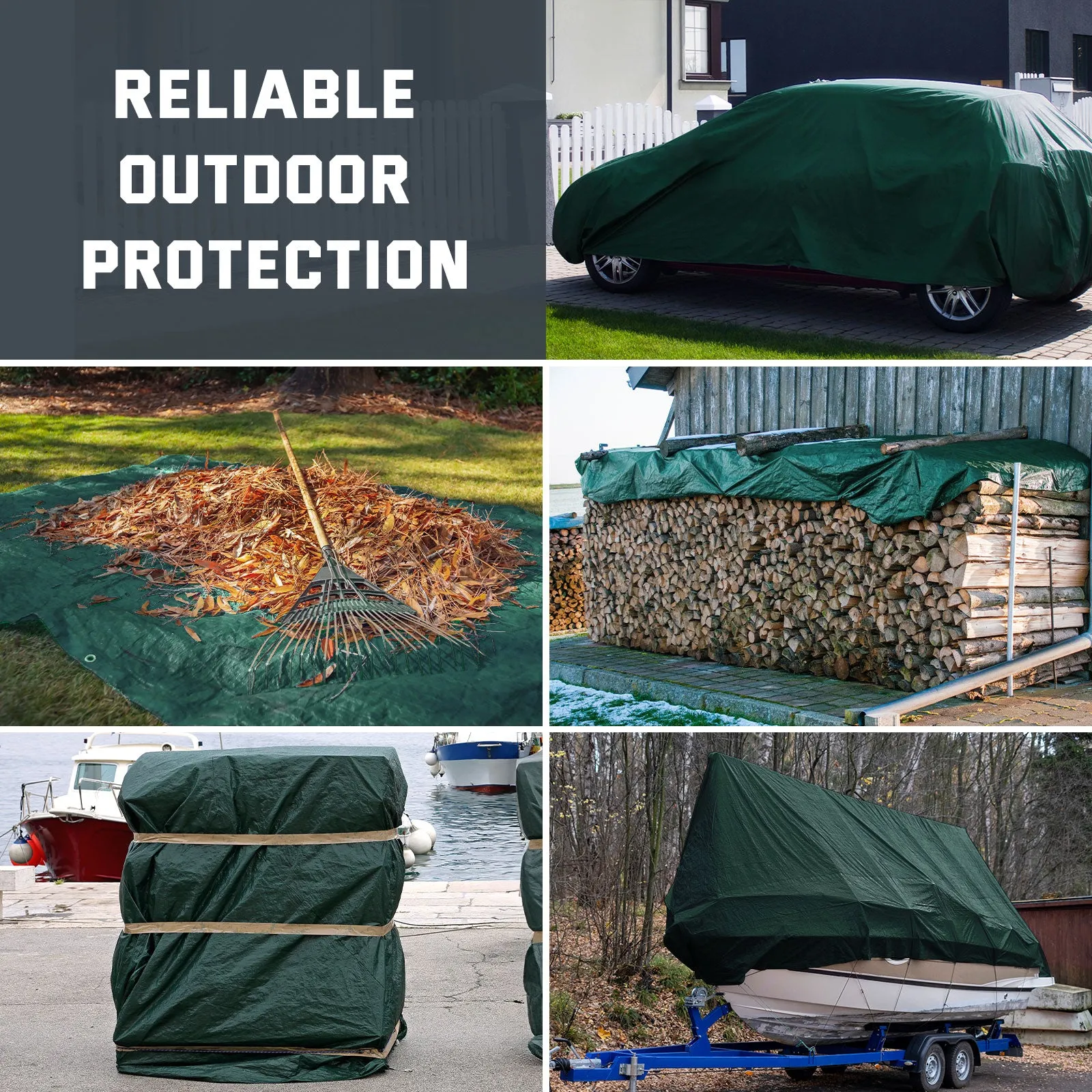 Kesfitt Tarp Heavy Duty Waterproof 16x20FT,16 Mil Thick Tarps (Green/Blue)