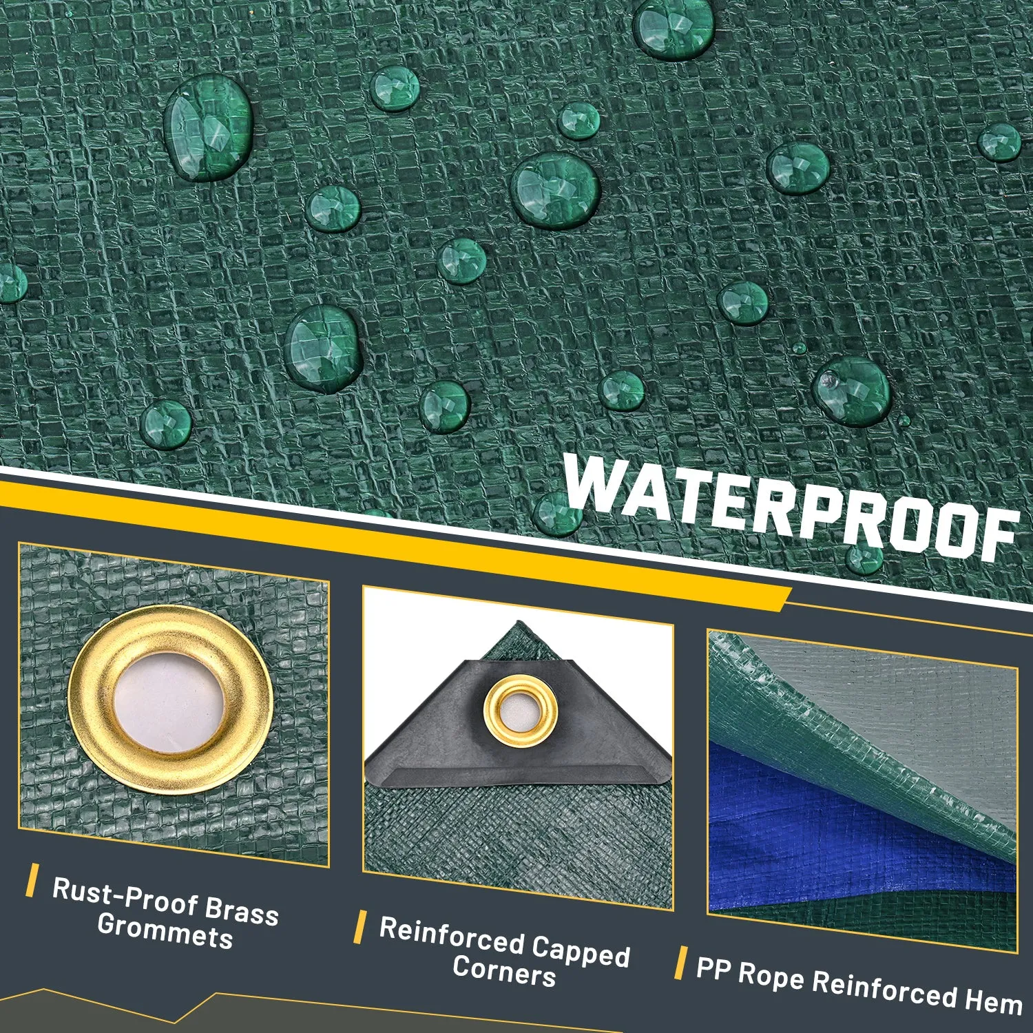 Kesfitt Tarp Heavy Duty Waterproof 16x20FT,16 Mil Thick Tarps (Green/Blue)