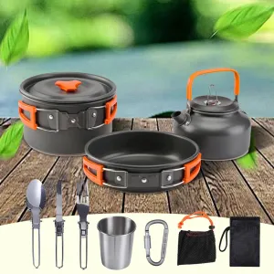 Kettle Pot Pan Cookset Nonstick Lightweight Cookware Kit Portable Ultralight Picnic Tableware Camping Hiking Supplies