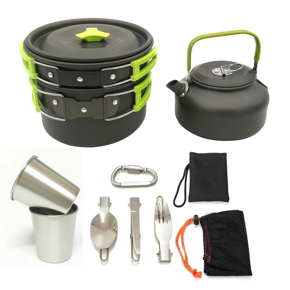 Kettle Pot Pan Cookset Nonstick Lightweight Cookware Kit Portable Ultralight Picnic Tableware Camping Hiking Supplies