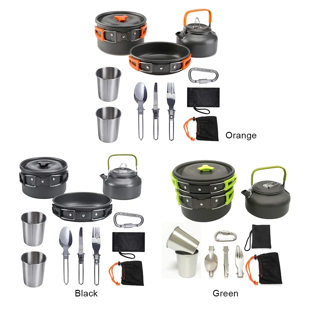 Kettle Pot Pan Cookset Nonstick Lightweight Cookware Kit Portable Ultralight Picnic Tableware Camping Hiking Supplies