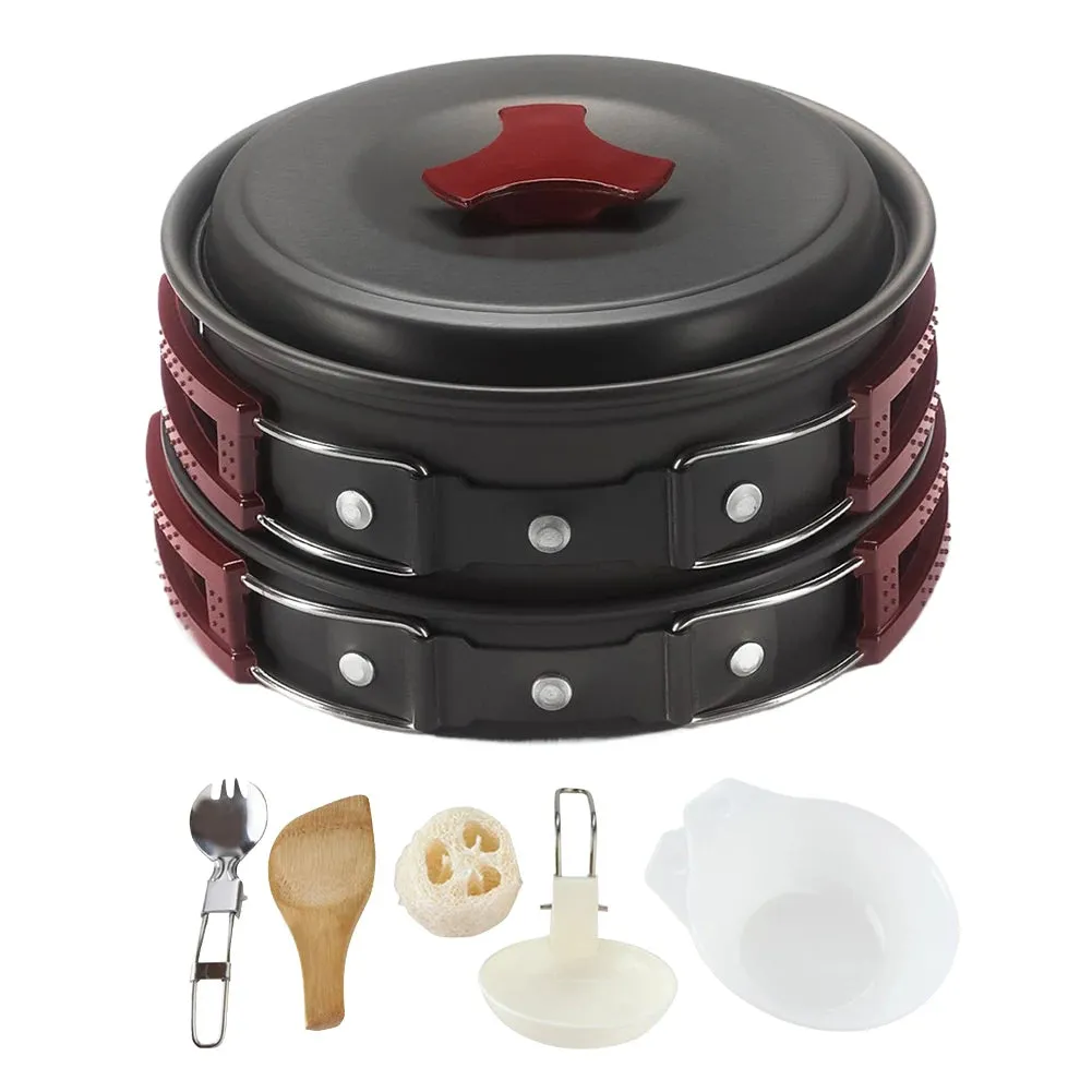 Kettle Pot Pan Cookset Nonstick Lightweight Cookware Kit Portable Ultralight Picnic Tableware Camping Hiking Supplies