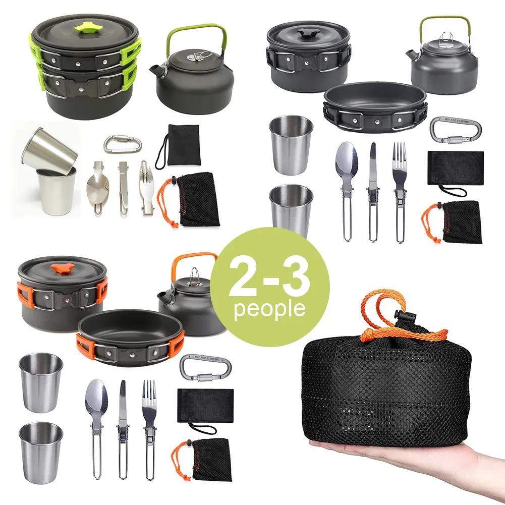 Kettle Pot Pan Cookset Nonstick Lightweight Cookware Kit Portable Ultralight Picnic Tableware Camping Hiking Supplies
