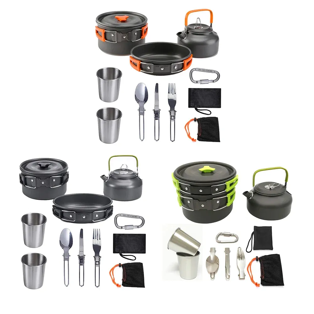 Kettle Pot Pan Cookset Nonstick Lightweight Cookware Kit Portable Ultralight Picnic Tableware Camping Hiking Supplies