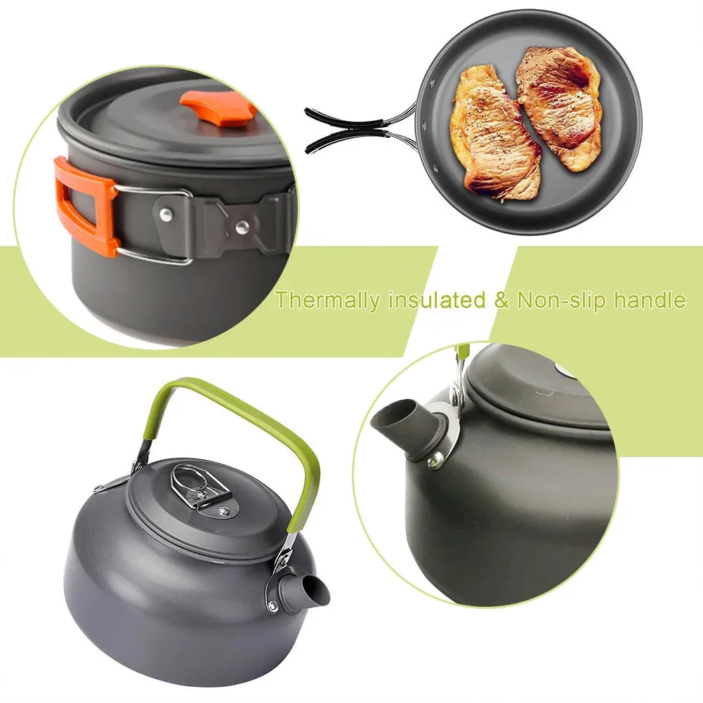 Kettle Pot Pan Cookset Nonstick Lightweight Cookware Kit Portable Ultralight Picnic Tableware Camping Hiking Supplies