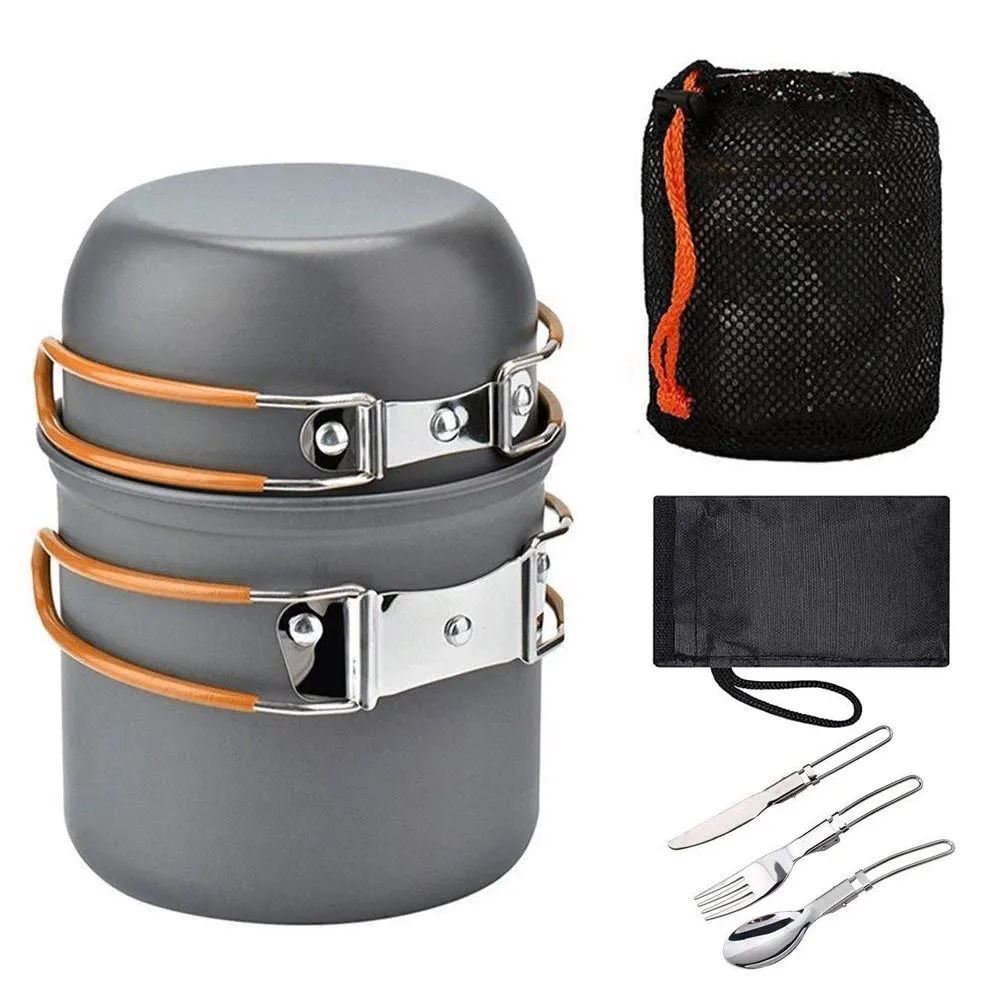 Kettle Pot Pan Cookset Nonstick Lightweight Cookware Kit Portable Ultralight Picnic Tableware Camping Hiking Supplies
